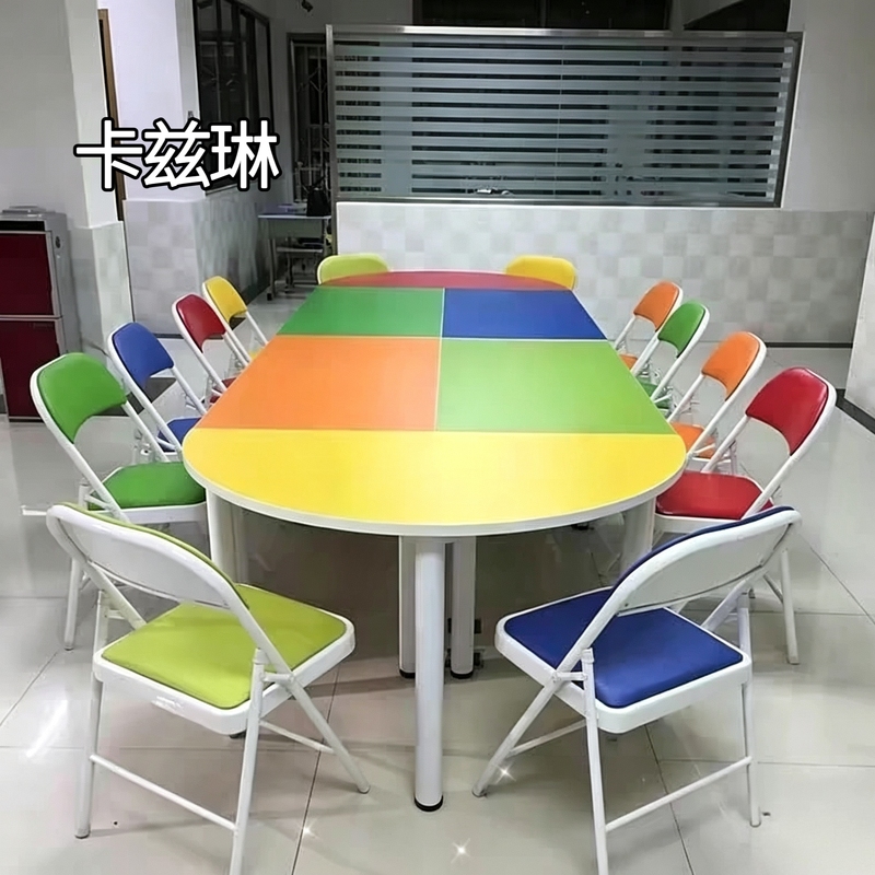 Children's Art Painting Table, Training Class Desk, Activity Room Table and Chairs for Young Pioneers, Oval Library Reading Table Children's Art Painting Table, Training Class Desk, Activity Room Table and Chairs for Young Pioneers, Oval Library Reading Table