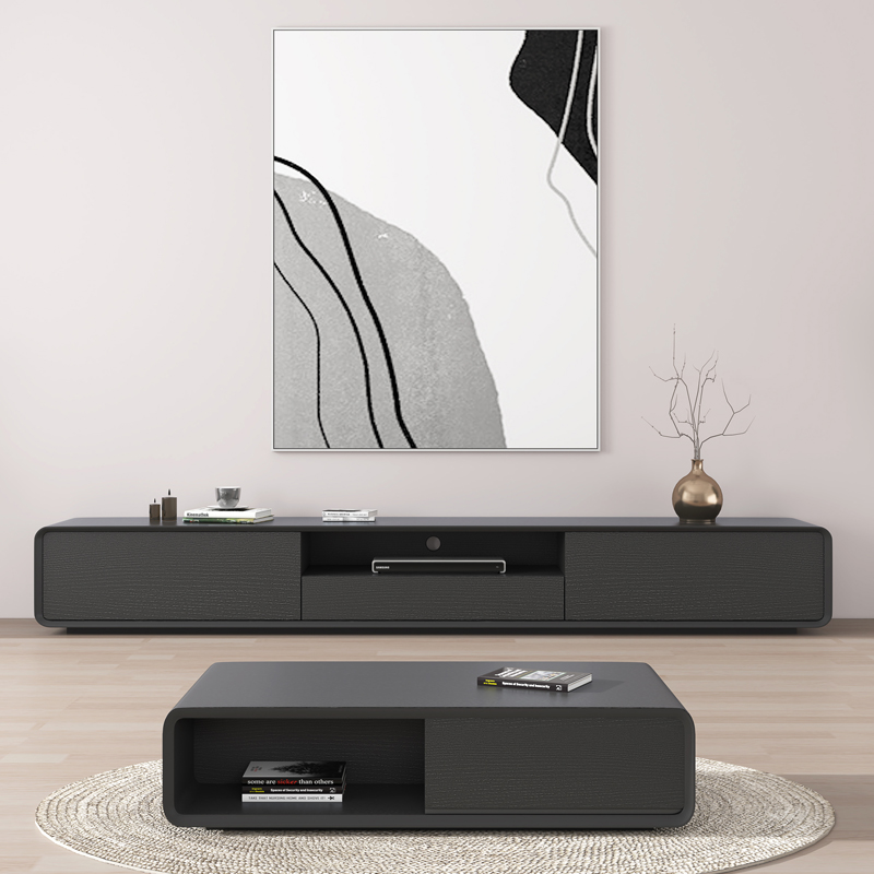 Nordic Italian light luxury TV cabinet coffee table combination set modern minimalist small living room TV cabinet customization