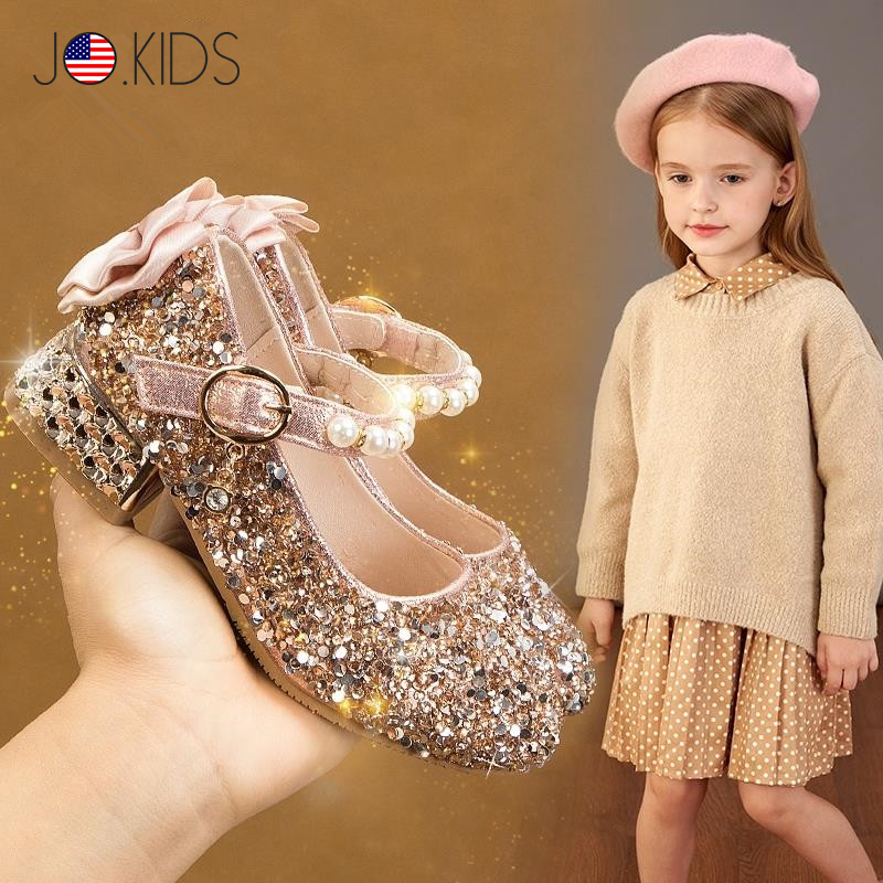 Counter girls princess shoes 2022 spring, autumn and summer new crystal shoes children's catwalk show high heels