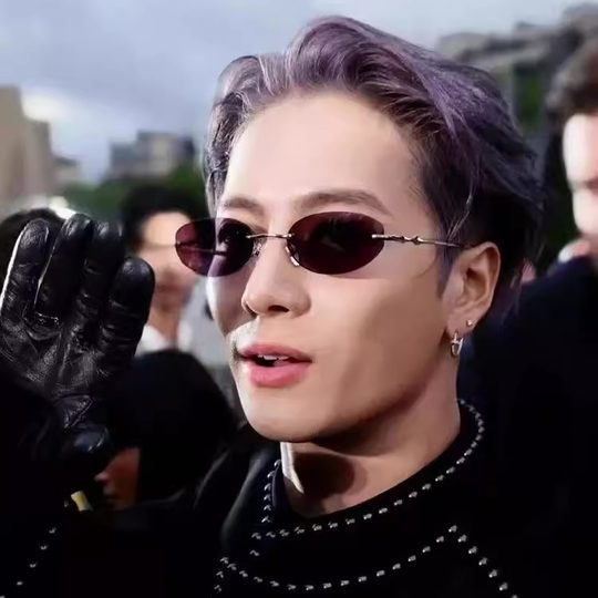 Wang Jiaer's Same Style Purple Rimless Sunglasses for Men and Women, Versatile, High-End, Photo-Taking, Styling, Uv Protection Sunglasses