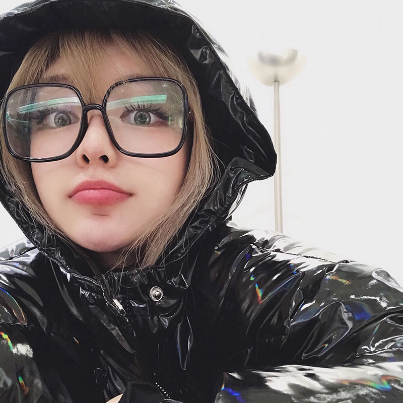 Korean Style ins Zhou Yangqing Internet Celebrity Style Trendy Black Glasses for Women, Large Frame, Square Frame, Round, Makes Face Look Smaller, Non-Prescription Myopia Glasses