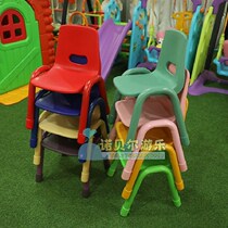 Kindergarten childrens plastic luxury back chair iron leg painted armchair thickened household baby chair early education table and chair