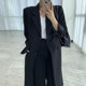 Korean chic autumn temperament lapel design two-button loose cardigan long-sleeved mid-length suit jacket women