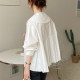 Chic doll collar back spliced ​​pleated long-sleeved shirt