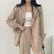 Korean chic spring casual lapel two-button suit jacket + high waist drape wide-leg trousers and trousers