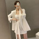 Korean chic temperament lapel loose long-sleeved suit short jacket + strappy waist vest dress suit female