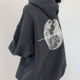 Korean chic autumn and winter lazy wind hooded drawstring back letter printing double pockets loose warm long-sleeved sweater