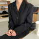 Korean chic autumn retro gentle lapel design chic metal buckle loose long-sleeved cardigan small suit jacket