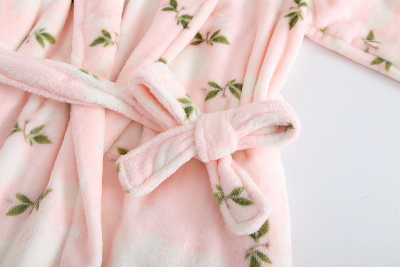 TTIITT / ba arborjama phụ nữ mùa thu và mùa đông mới phụ nữ dày flannel giản dị áo cà vạt lỏng lẻo bộ pijama lụa