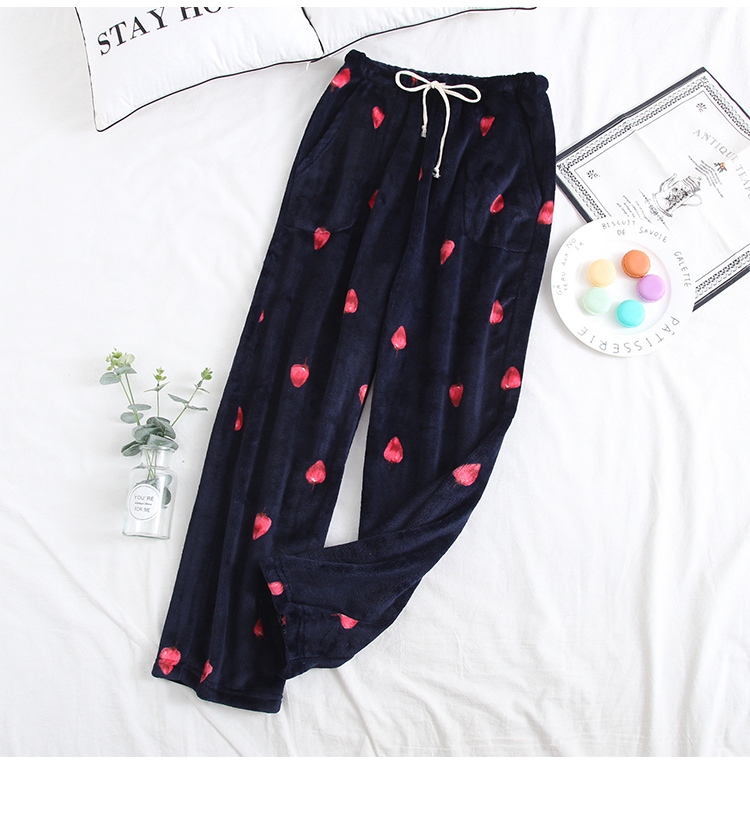 TTIITT / ba cây, quần ngủ, mùa thu đông của phụ nữ, flannel mới, ngọt ngào và thoải mái, dày, kích thước lớn, quần nhà, phụ nữ quần mặc nhà unisex