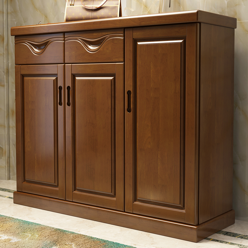 Solid wood shoe cabinet Simple modern large capacity Chinese living room assembly folio 2 doors 3 doors Wooden foyer cabinet storage cabinet