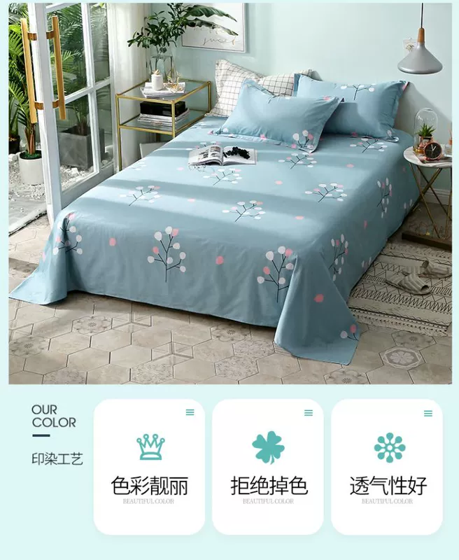 Khăn trải giường bằng vải bông đơn dành cho sinh viên Tấm đơn 1,5 mét Giường cotton nguyên chất 1,8m Giường đôi - Khăn trải giường