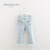 [礼] Cô gái flare jeans mùa xuân bé thêu quần lỏng quần jeans trẻ em giản dị thoi trang tre em Quần jean