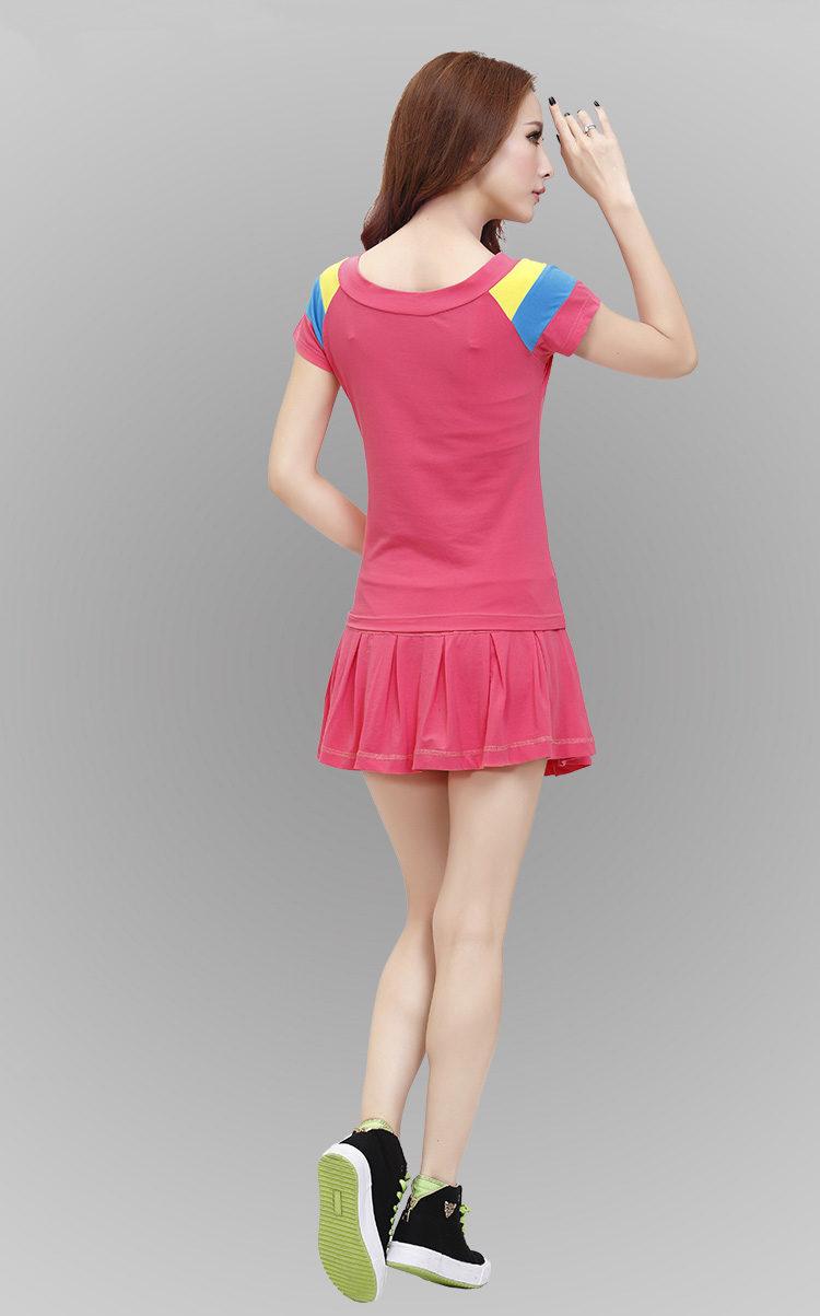 Khiêu vũ váy thể thao phù hợp với nữ quần ngắn tay váy mùa hè cotton mỏng chống quần vợt phù hợp với quần áo thể thao - Trang phục thể thao quần short tập gym nữ 2 lớp