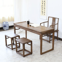 Solid wood book table and chairs Composition New Chinese office calligraphy table modern minimalist computer desk light extravagant meditation room furniture