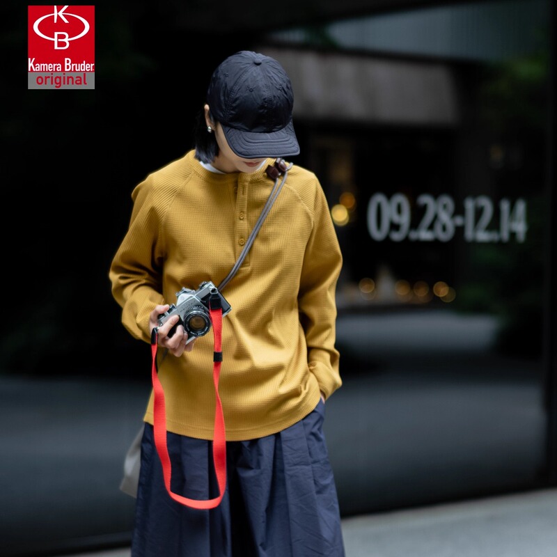 Kb Camera Brothers Henry Collar Waffle Long-Sleeve T-Shirt Solotex Functional Retro Lightweight Breathable Quick-Dry