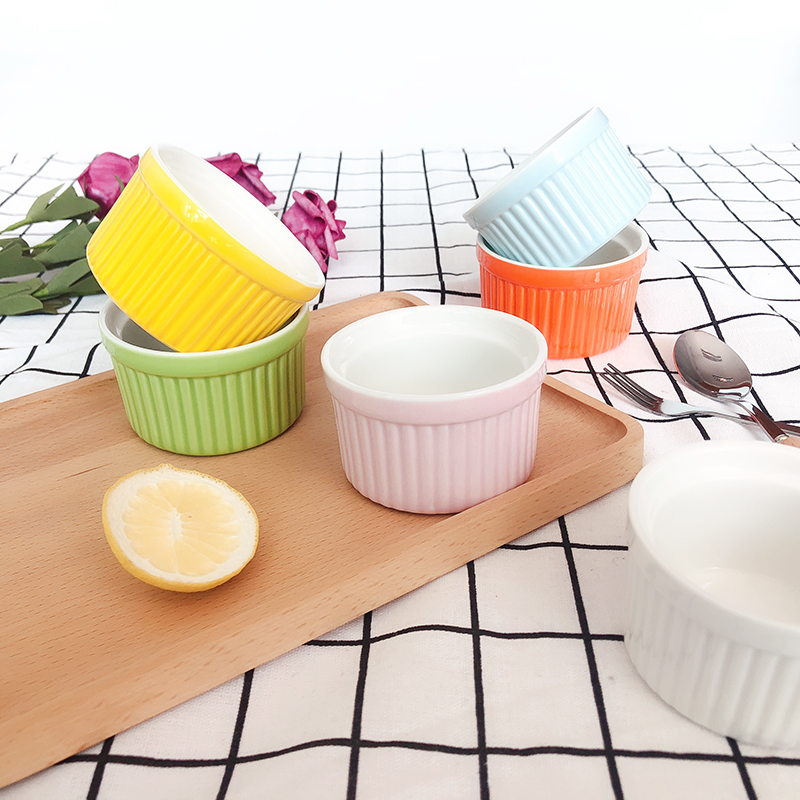 Creative Ceramic Shuffrey Baking Bowl Baking Home Macaroon Cute Pudding Cup Steamed Cake Bowl Oven Mold