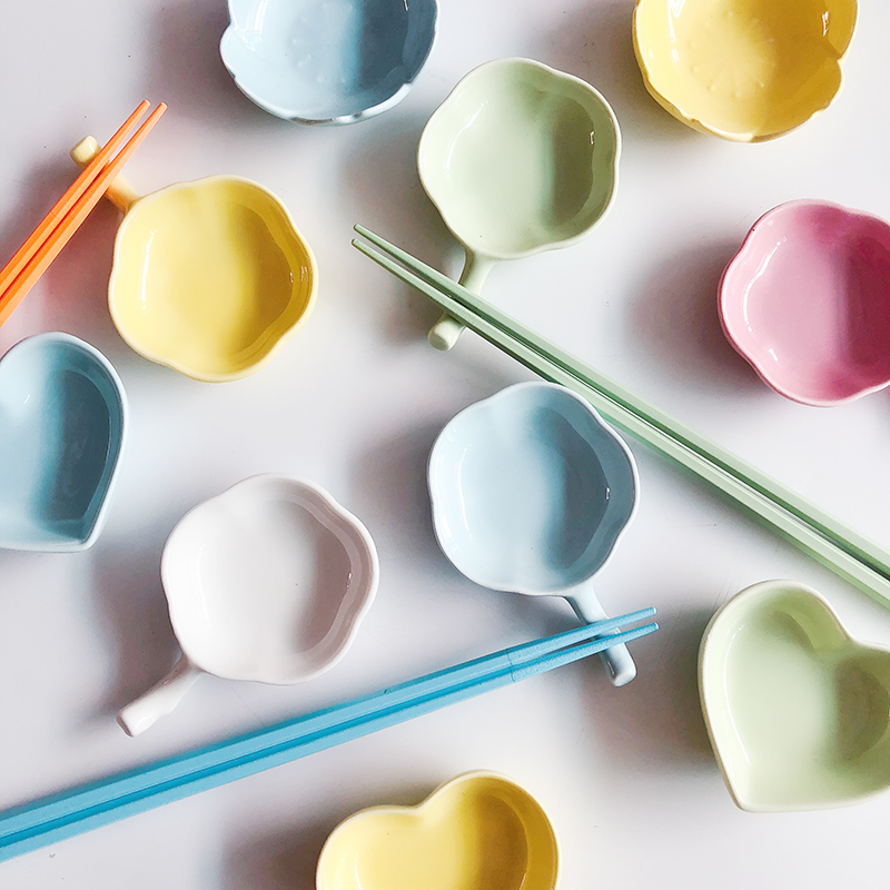 Day Style Macarons Color ceramic sauce Dish Taste Disc multifunction Dual-use Chopstick Rack Small Saucer Vinegar Dish saucer Saucer Saucer Dish