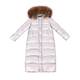 Thời trang mặc ngoài mùa thời trang Hàn Quốc màu bạc sáng bóng xuống áo khoác nữ đến mắt cá chân dài áo khoác rộng cổ áo lông thú phong cách nóng bỏng - Xuống áo khoác