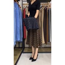  Inhouse clothing store 2020 autumn and winter new pure wool oblique grid high waist age-reducing wild temperament A-line skirt