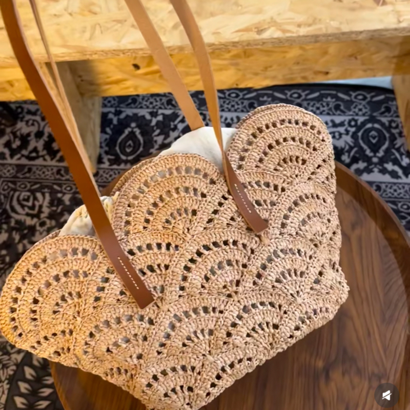 Xiaohongshu Popular Handmade Crochet DIY Vacation Style Summer Straw Bag, Straw Bag with Hollow Design, Material Kit Xiaohongshu Popular Handmade Crochet DIY Vacation Style Summer Straw Bag, Straw Bag with Hollow Design, Material Kit