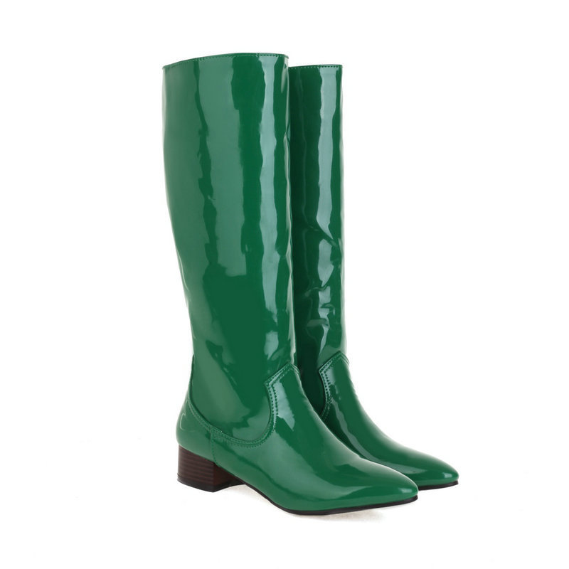 Red Patent Leather Long Boots for Women, New Autumn and Winter Style, Chunky Heel, High Tube, Pointed Toe, Versatile, Over-The-Knee Boots Red Patent Leather Long Boots for Women, New Autumn and Winter Style, Chunky Heel, High Tube, Pointed Toe, Versatile, Over-The-Knee Boots