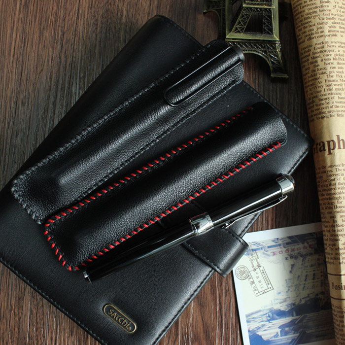 Genuine leather Hunter star ten thousand pen cap Baolong pen with pen bag Pen Leather pen leather jacket handmade