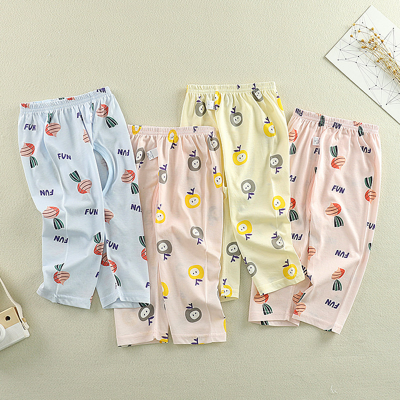 Baby Summer Pants Baby Ultra Slim Pure Cotton Open Crotch Pants Men And Women Children Home Air Conditioning Pants Casual Pants Sleeping Pants