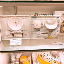 Japanese counter mikihouse baby baby food supplement tableware set box Bowl Spoon Cup gift box set