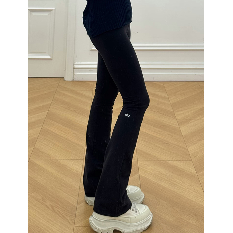 Alo Yoga Pants for Women, High-Waisted, Butt-Lifting, Slimming, Slightly Flared, Breathable, No Awkward Lines, Sports Fitness Pilates Long Pants