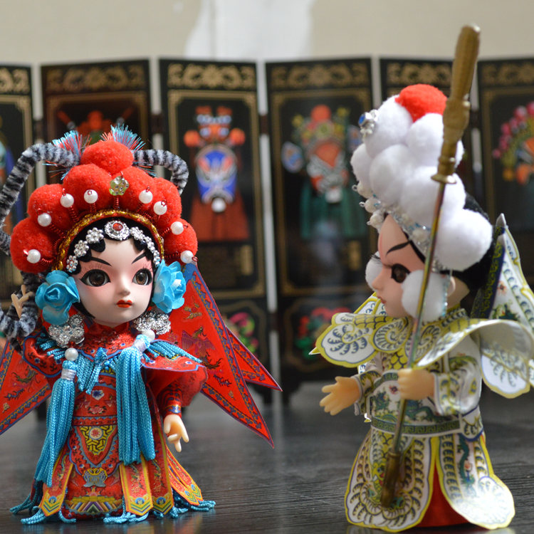 Beijing playful grid dolls Forbidden City mascot Q version doll puppet Beijing Opera people go abroad small gifts