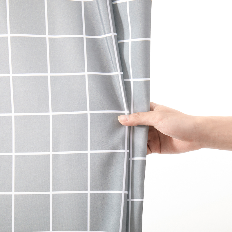 Simple lattice bathroom curtain bathroom curtain thickening warmth and anti-mold curtain free punching bath partition curtain