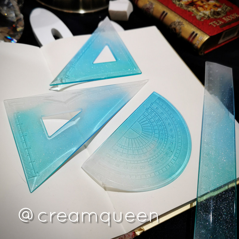 Cream queen high lens face ruler Ruler Triangular Ruler protractor semicircle sleeve ruler silica gel die DIY drop glue