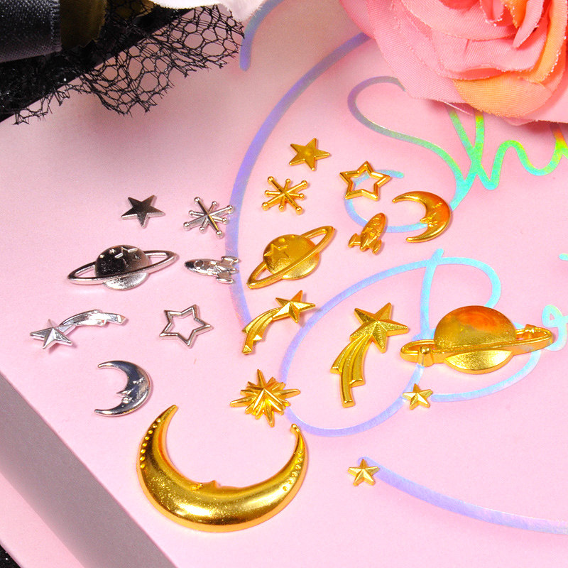 Diy handmade alloy accessories gold silver starry sky galaxy INS jewelry accessories UV glue drop glue decorative material