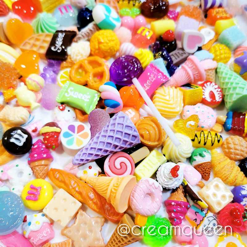 Lucky bag blind bag cartoon simulation food DIY cream mobile phone case glue filling 50pcs