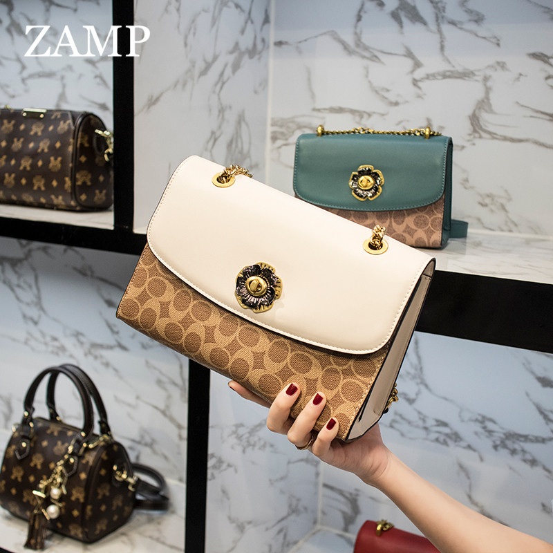 French ZAMP counter women's bag new tide camellia retro shoulder bag messenger armpit chain small square bag