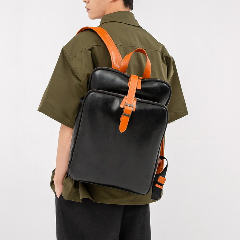 MK genuine leather shoulder bag men's business casual top layer cowhide computer bag large capacity business trip fashion backpack tide