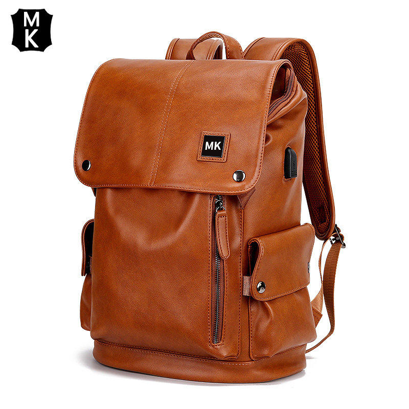 MK men's bag 2021 new fashion genuine leather big capacity retro travel double shoulder bag fashion trend bag man