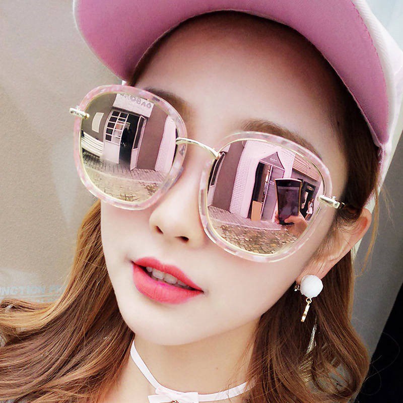 ins sunglasses female Korean version wave black round face sunglasses small face bundy large face slim glasses 2019 net red