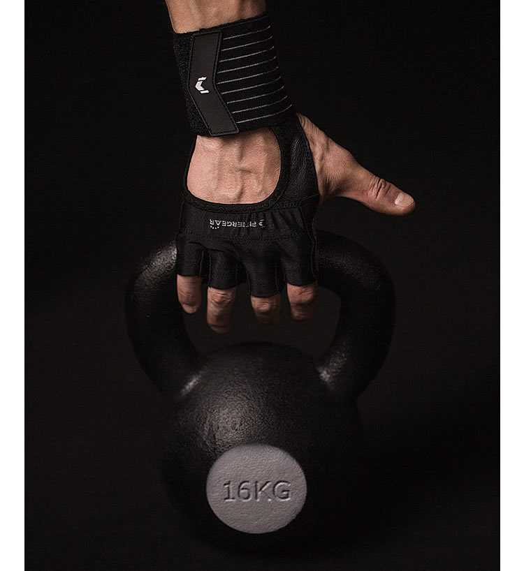 FitterGear tập thể dục nửa ngón tay găng tay thanh ngang thiết bị đào tạo thể thao chống trượt khó khăn kéo bảo vệ cổ tay bao tay gym
