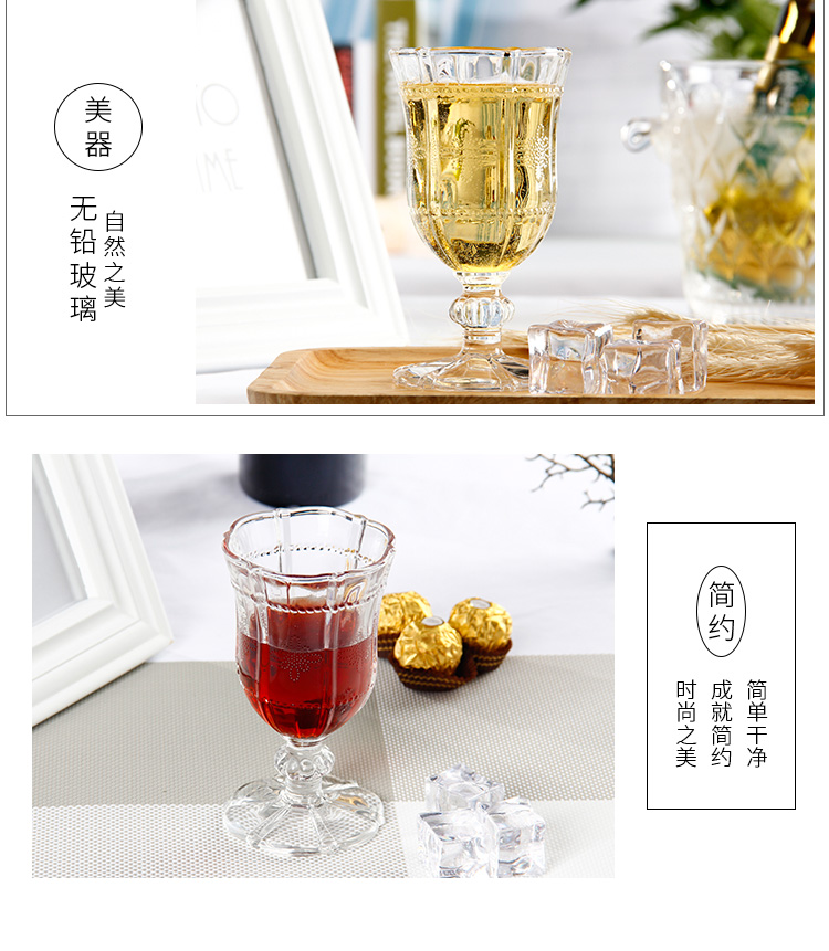 Vintage Trung Quốc nút rượu thủy tinh ly rượu sâm banh thủy tinh châu Âu chạm nổi cốc rượu vang sáng tạo rượu vang đỏ rượu thủy tinh cốc ly uống rượu vang đỏ