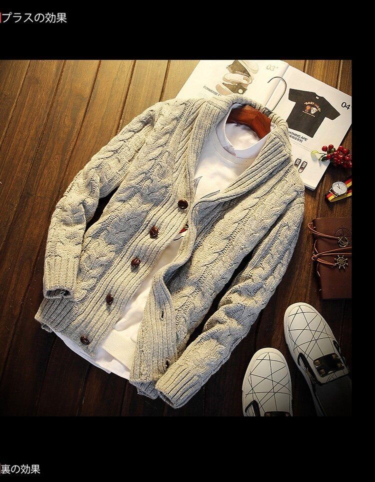 Boys cardigan sweaters men casual slim knit sweater jacket