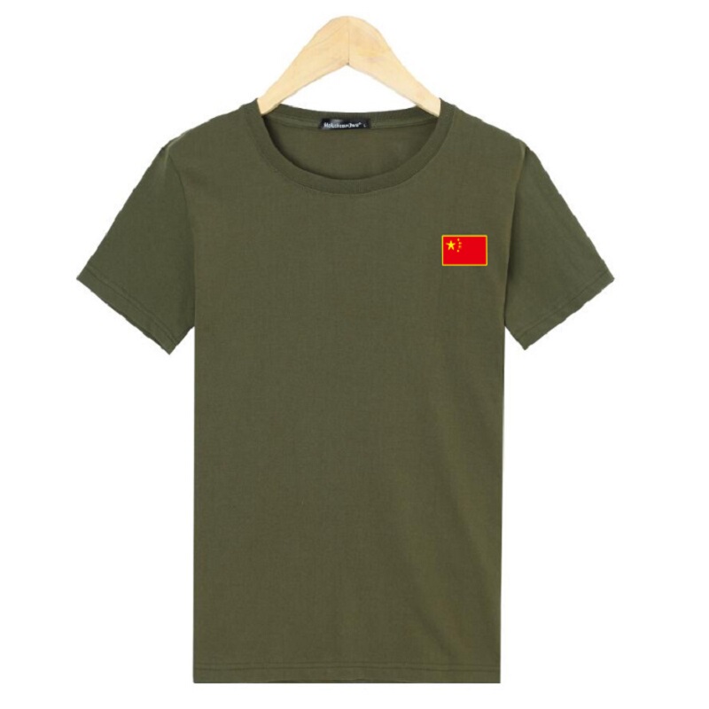 Summer Army Day Group Short-Sleeve T-Shirt, Loose Fit, Pure Cotton, Round Neck, Army Green, Large Size Base Shirt