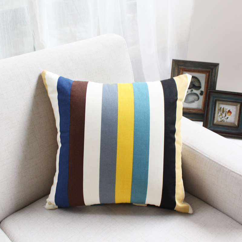 Sofa đệm gối bằng vải cotton lõi 50 phòng khách sọc lớn 60 bộ đầu giường vuông hộ gia đình gối tựa lưng văn phòng
