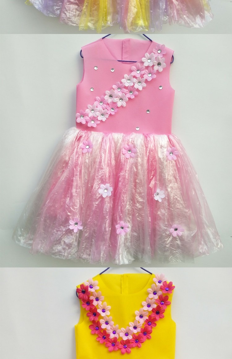Quần áo bảo vệ môi trường cho trẻ em Mới DIY handmade thời trang trình diễn trang phục quần áo mẫu giáo quần áo phụ nữ-trẻ em trình diễn trang phục thời trang cho bé