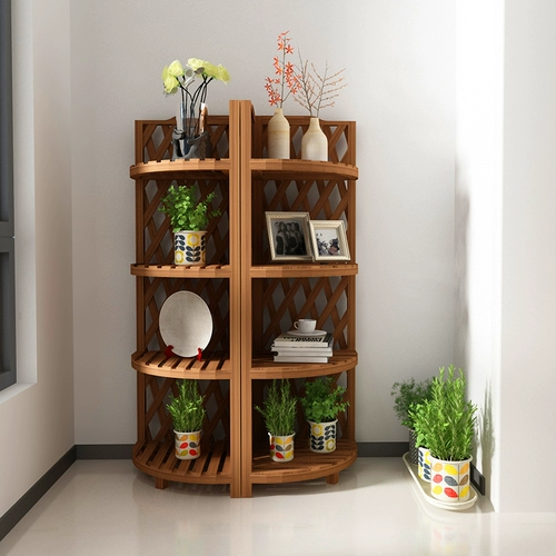 Цветочная стойка Сплошная древесина Внутренняя и наружная многослойная анти -коррозионная цветочная полка.