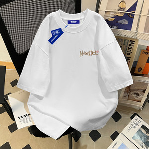 Wassup2026 New Summer Pure Cotton Short-Sleeved T-Shirt for Men and Women, Loose Half-Sleeved T-Shirt for Couples, Heavyweight Top