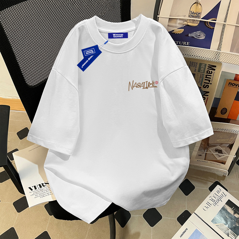 Wassup2026 New Summer Pure Cotton Short-Sleeved T-Shirt for Men and Women, Loose Half-Sleeved T-Shirt for Couples, Heavyweight Top Wassup2026 New Summer Pure Cotton Short-Sleeved T-Shirt for Men and Women, Loose Half-Sleeved T-Shirt for Couples, Heavyweight Top