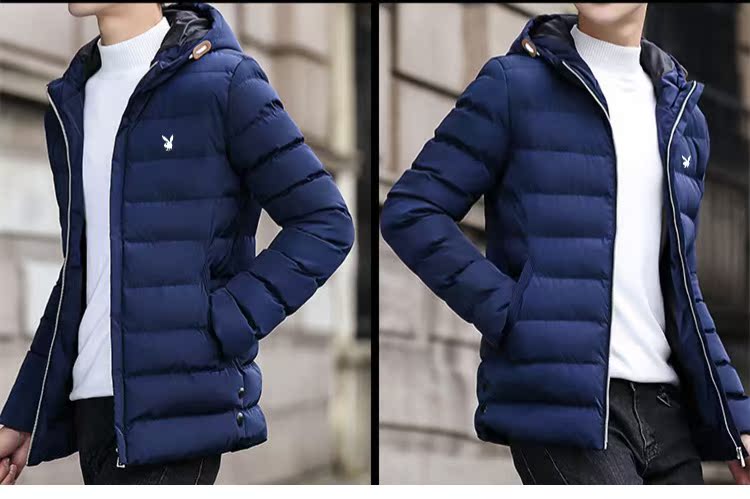 2018 áo khoác mới nam dude mùa đông dày cổ áo cổ áo cotton giản dị Áo khoác mỏng áo cardigan nam