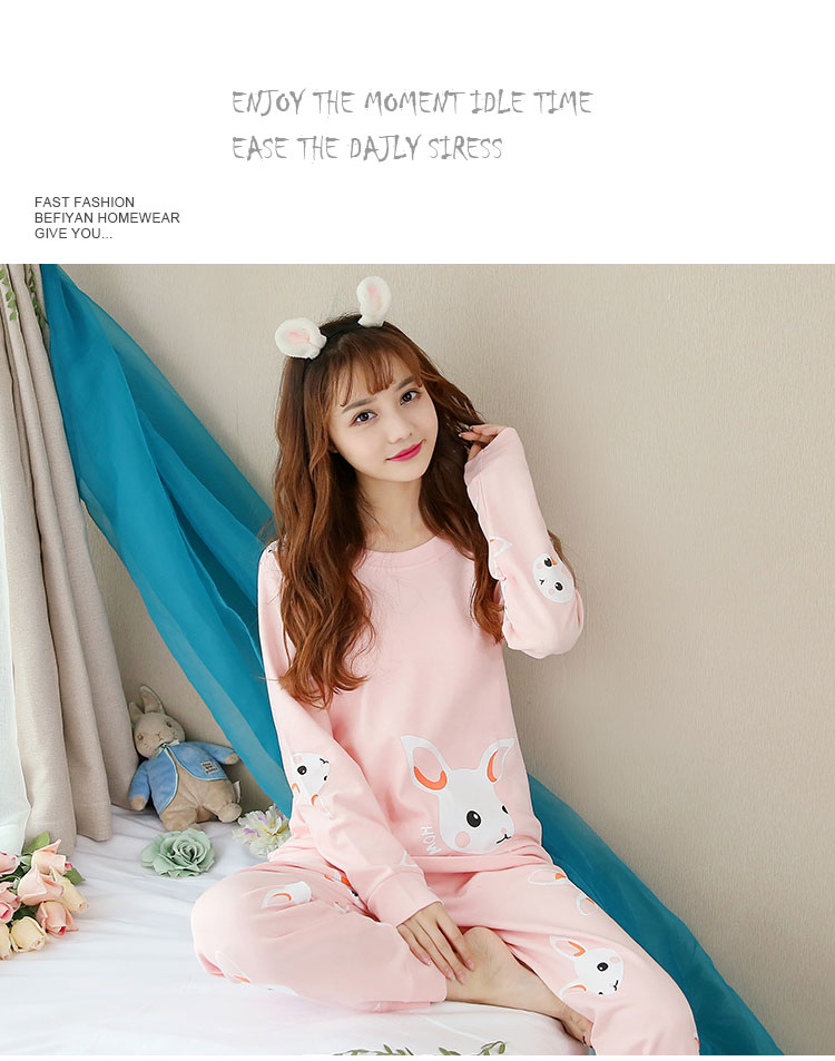 Bộ đồ ngủ nữ mùa thu và mùa đông cotton dài tay phiên bản Hàn Quốc của cô gái công chúa gió mùa thu sinh viên tươi có thể mặc một bộ đồ phục vụ tại nhà đồ ngủ hình thú